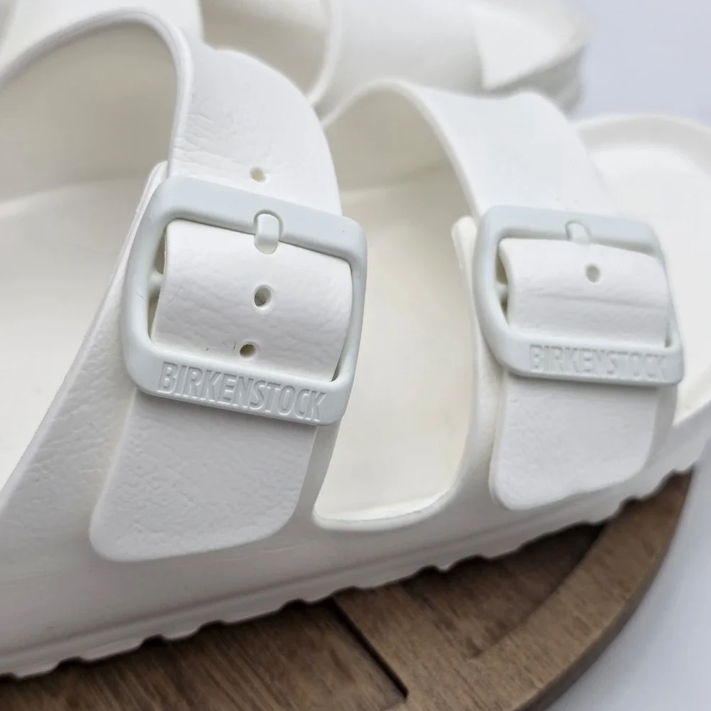Birkenstock Arizona EVA Unisex Sandals SZ 39 L8 M6 White Double Strap Slide EUC